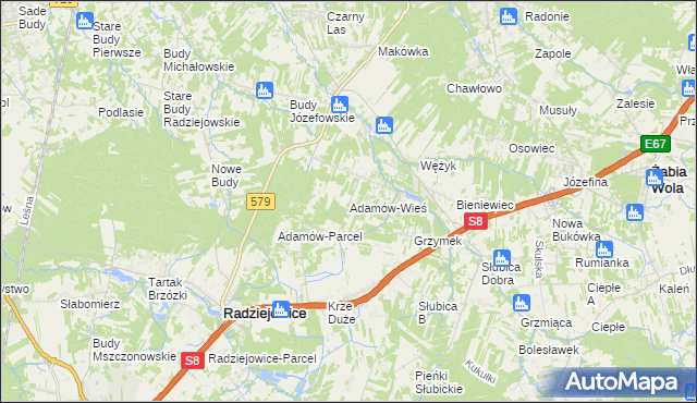 mapa Adamów-Wieś, Adamów-Wieś na mapie Targeo