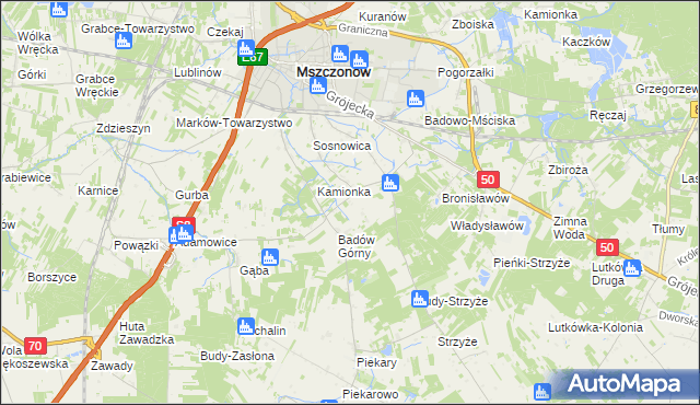 mapa Adamówek gmina Mszczonów, Adamówek gmina Mszczonów na mapie Targeo