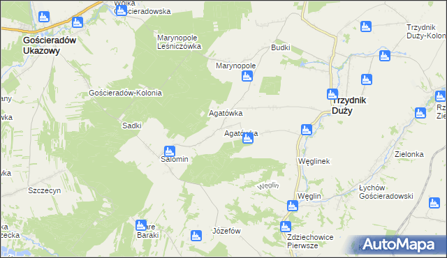 mapa Agatówka gmina Trzydnik Duży, Agatówka gmina Trzydnik Duży na mapie Targeo