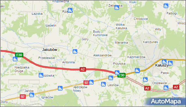 mapa Aleksandrów gmina Jakubów, Aleksandrów gmina Jakubów na mapie Targeo