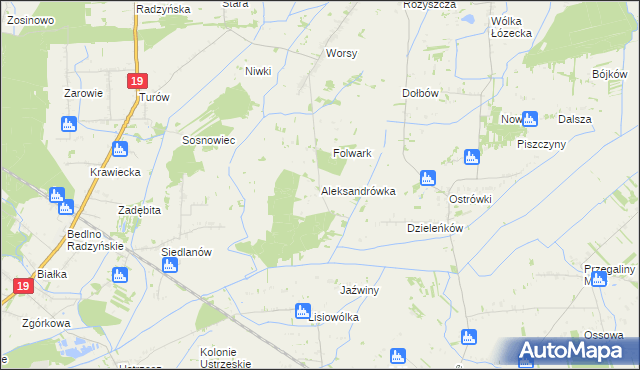 mapa Aleksandrówka gmina Drelów, Aleksandrówka gmina Drelów na mapie Targeo