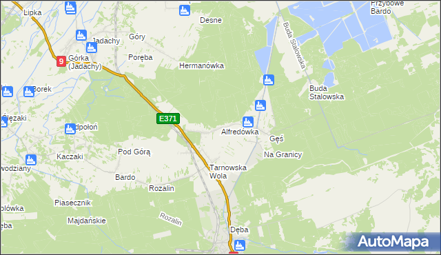 mapa Alfredówka, Alfredówka na mapie Targeo