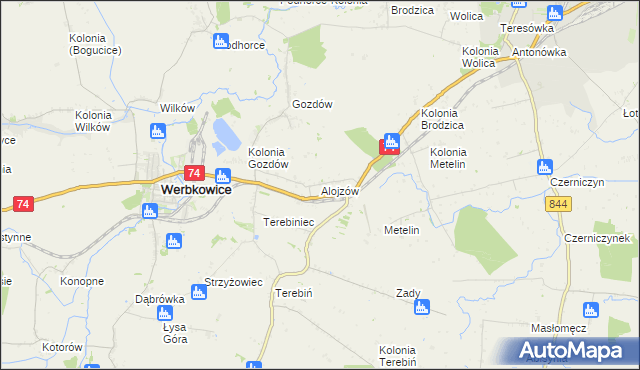 mapa Alojzów gmina Werbkowice, Alojzów gmina Werbkowice na mapie Targeo