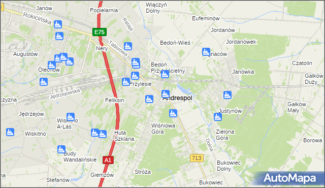 mapa Andrespol, Andrespol na mapie Targeo