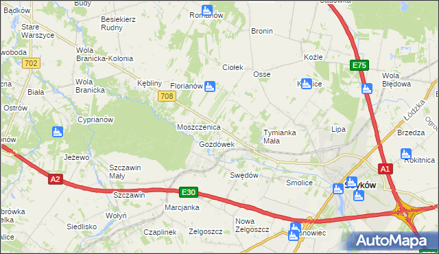 mapa Anielin Swędowski, Anielin Swędowski na mapie Targeo