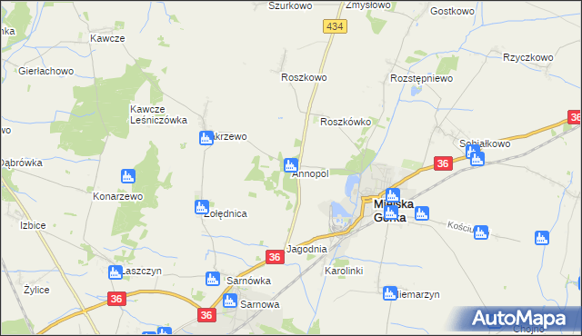 mapa Annopol gmina Miejska Górka, Annopol gmina Miejska Górka na mapie Targeo