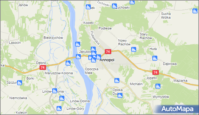 mapa Annopol powiat kraśnicki, Annopol powiat kraśnicki na mapie Targeo