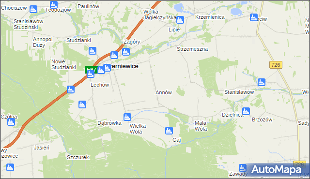 mapa Annów gmina Czerniewice, Annów gmina Czerniewice na mapie Targeo