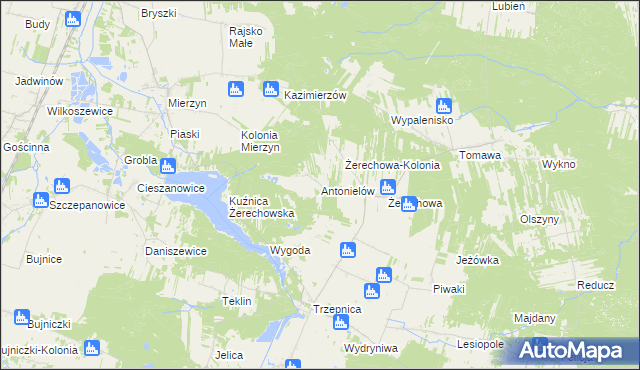 mapa Antonielów gmina Łęki Szlacheckie, Antonielów gmina Łęki Szlacheckie na mapie Targeo