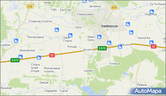 mapa Anusin gmina Siedliszcze, Anusin gmina Siedliszcze na mapie Targeo