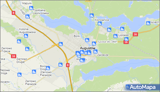 mapa Augustów, Augustów na mapie Targeo