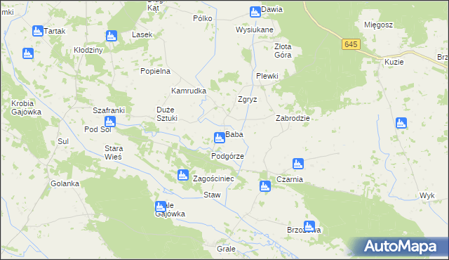 mapa Baba gmina Łyse, Baba gmina Łyse na mapie Targeo