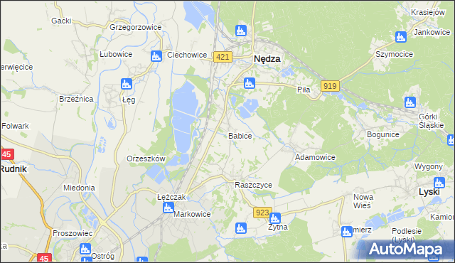 mapa Babice gmina Nędza, Babice gmina Nędza na mapie Targeo
