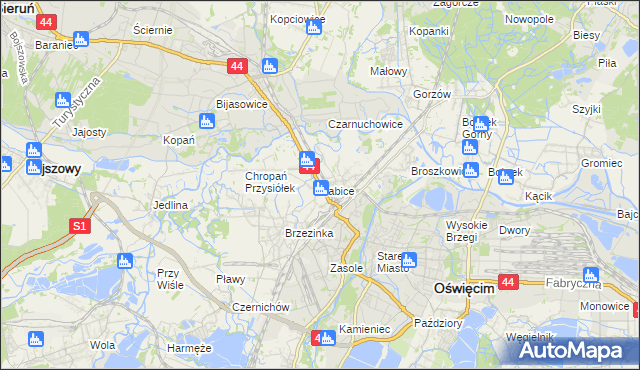 mapa Babice gmina Oświęcim, Babice gmina Oświęcim na mapie Targeo