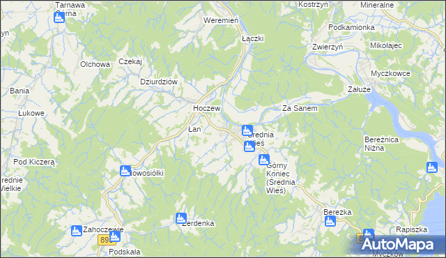 mapa Bachlawa, Bachlawa na mapie Targeo
