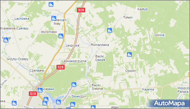 mapa Baciki Dalsze, Baciki Dalsze na mapie Targeo