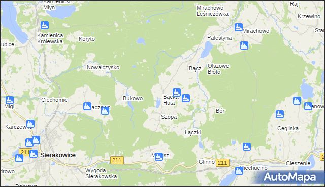 mapa Bącka Huta, Bącka Huta na mapie Targeo