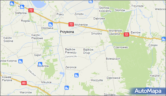 mapa Bądków Drugi, Bądków Drugi na mapie Targeo