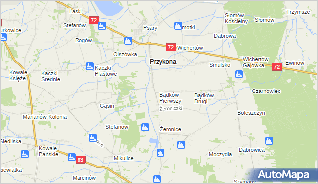 mapa Bądków Pierwszy, Bądków Pierwszy na mapie Targeo