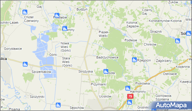 mapa Badrzychowice, Badrzychowice na mapie Targeo