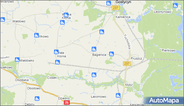 mapa Bagienica, Bagienica na mapie Targeo