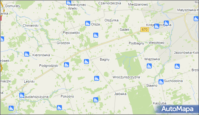 mapa Bagny, Bagny na mapie Targeo