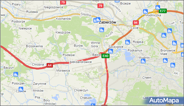 mapa Balice gmina Zabierzów, Balice gmina Zabierzów na mapie Targeo