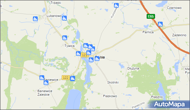 mapa Banie, Banie na mapie Targeo