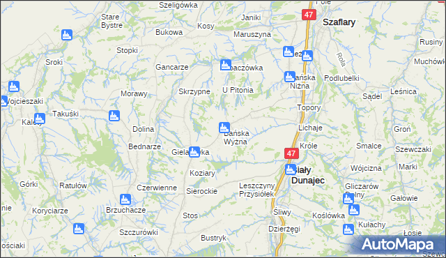 mapa Bańska Wyżna, Bańska Wyżna na mapie Targeo