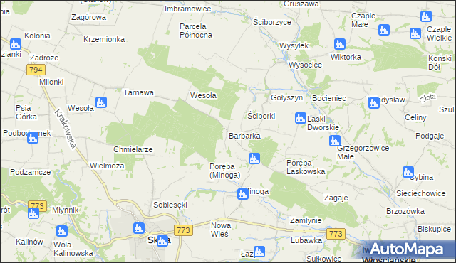 mapa Barbarka gmina Skała, Barbarka gmina Skała na mapie Targeo