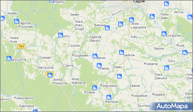 mapa Bardo gmina Raków, Bardo gmina Raków na mapie Targeo