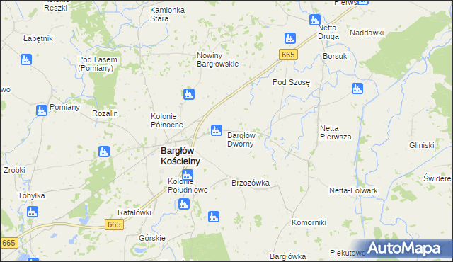 mapa Bargłów Dworny, Bargłów Dworny na mapie Targeo