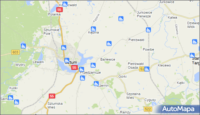 mapa Barlewice, Barlewice na mapie Targeo