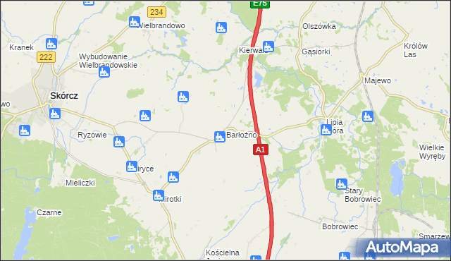 mapa Barłożno, Barłożno na mapie Targeo