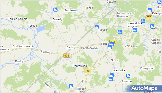 mapa Barszczówka gmina Turośń Kościelna, Barszczówka gmina Turośń Kościelna na mapie Targeo