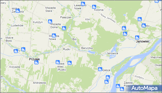 mapa Baryczka gmina Przyłęk, Baryczka gmina Przyłęk na mapie Targeo