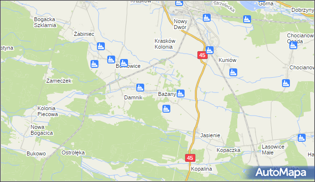 mapa Bażany, Bażany na mapie Targeo