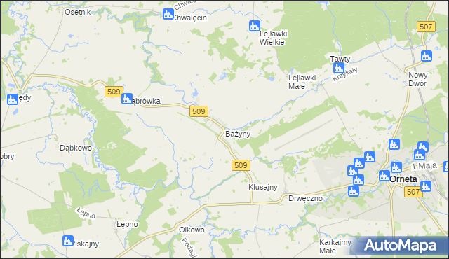 mapa Bażyny, Bażyny na mapie Targeo