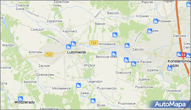 mapa Bechcice-Wieś, Bechcice-Wieś na mapie Targeo