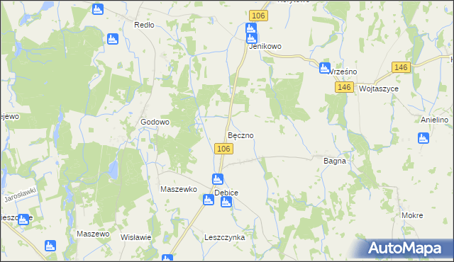 mapa Bęczno, Bęczno na mapie Targeo