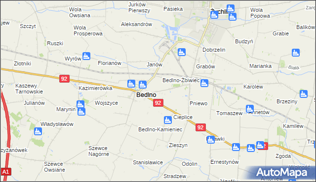 mapa Bedlno-Wieś, Bedlno-Wieś na mapie Targeo