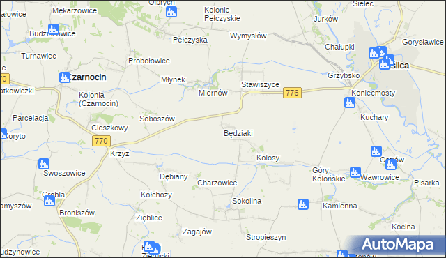 mapa Będziaki, Będziaki na mapie Targeo