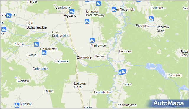 mapa Będzyn gmina Ręczno, Będzyn gmina Ręczno na mapie Targeo