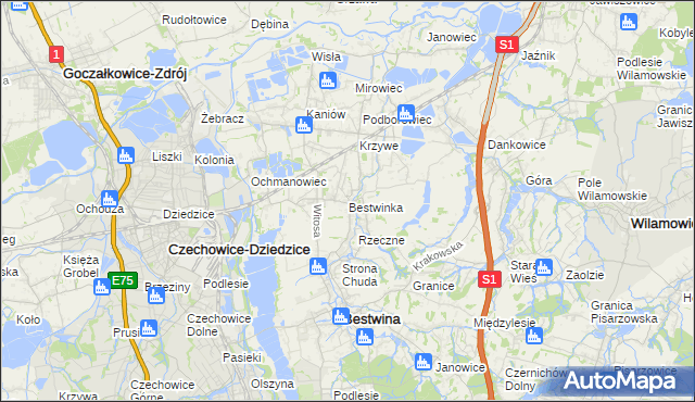 mapa Bestwinka, Bestwinka na mapie Targeo