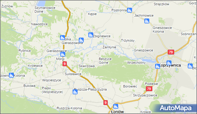 mapa Beszyce Górne, Beszyce Górne na mapie Targeo