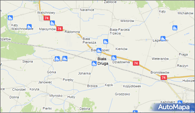 mapa Biała Druga gmina Biała, Biała Druga gmina Biała na mapie Targeo