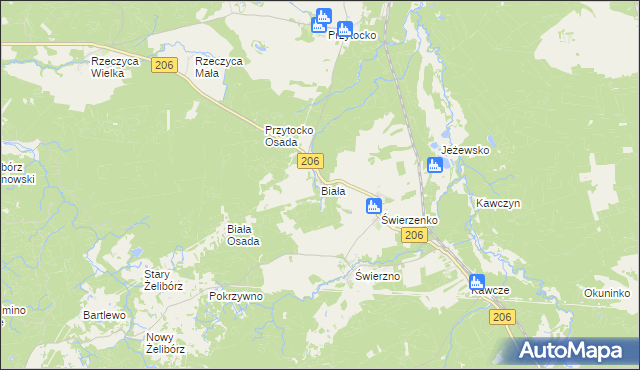 mapa Biała gmina Miastko, Biała gmina Miastko na mapie Targeo