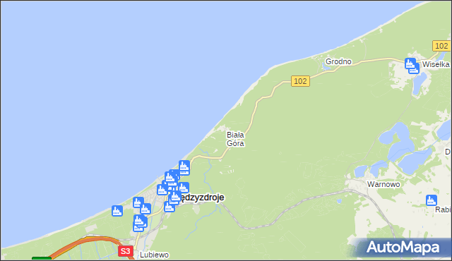 mapa Biała Góra gmina Międzyzdroje, Biała Góra gmina Międzyzdroje na mapie Targeo