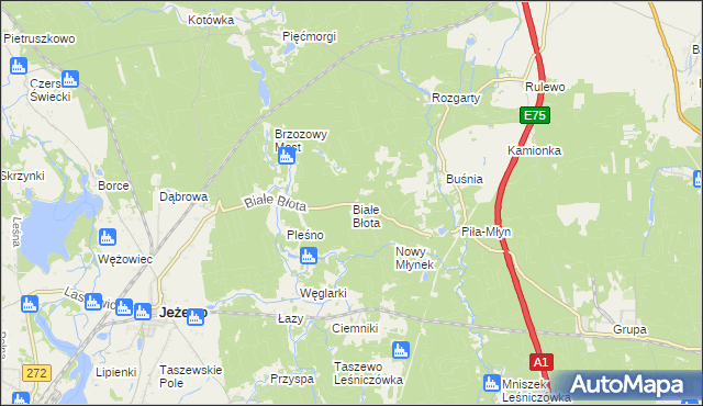 mapa Białe Błota gmina Jeżewo, Białe Błota gmina Jeżewo na mapie Targeo