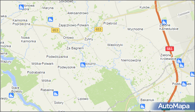mapa Białe gmina Suwałki, Białe gmina Suwałki na mapie Targeo